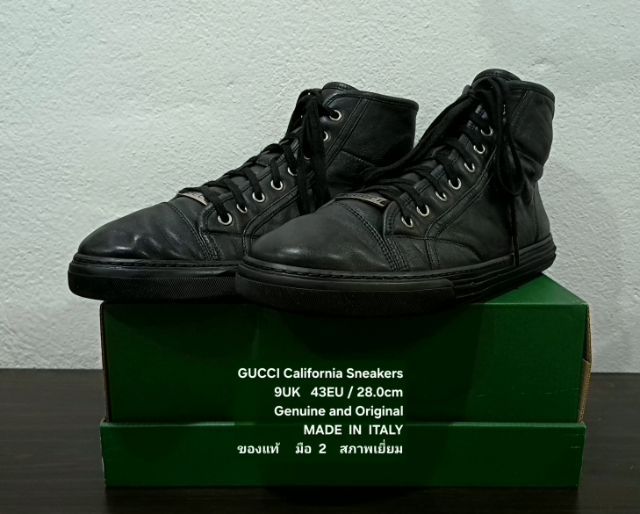 GUCCI California Sneakers, Men's 9UK 43EU(28.0cm) Original Made in Italy ของแท้ มือ 2 สภาพเยี่ยม หนังแท้ พื้นเต็ม ไม่มีตำหนิใดๆ สวยมาก รูปที่ 5