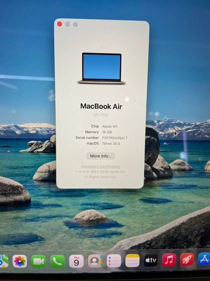 macbook air m1 13 นิ้ว ram16gb ความจุ 512gb เครื่องศูนย์ไทย รูปที่ 9