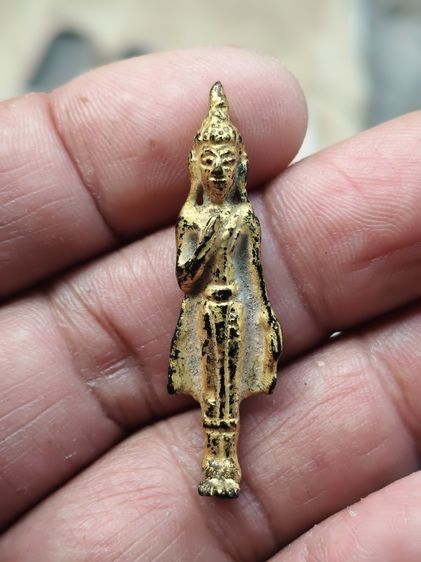 พระร่วงยืนเนื้อสัมฤทธิ์ขนาดห้อยคอรักทองเก่า