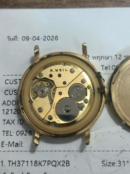 Vintage RAYMOND WEIL 18K Gold Electroplated 7009 Manual Winding Men’s 1980's Made swiss ไขลาน หน้าดำ เดิม หลัก12 เพชรแท้ เครื่องสวยเดินปรกติ รูปที่ 4