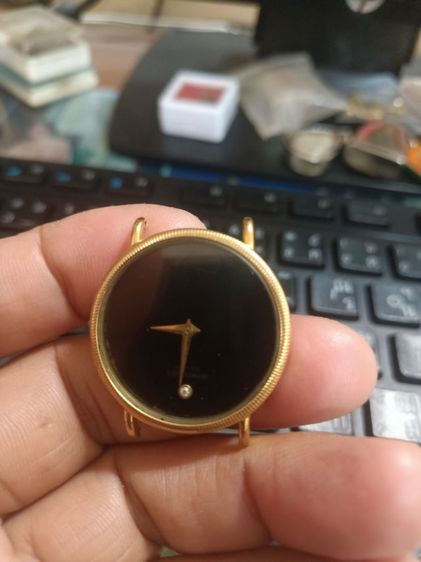 Vintage RAYMOND WEIL 18K Gold Electroplated 7009 Manual Winding Men’s 1980's Made swiss ไขลาน หน้าดำ เดิม หลัก12 เพชรแท้ เครื่องสวยเดินปรกติ รูปที่ 8