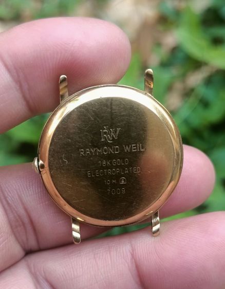Vintage RAYMOND WEIL 18K Gold Electroplated 7009 Manual Winding Men’s 1980's Made swiss ไขลาน หน้าดำ เดิม หลัก12 เพชรแท้ เครื่องสวยเดินปรกติ รูปที่ 3