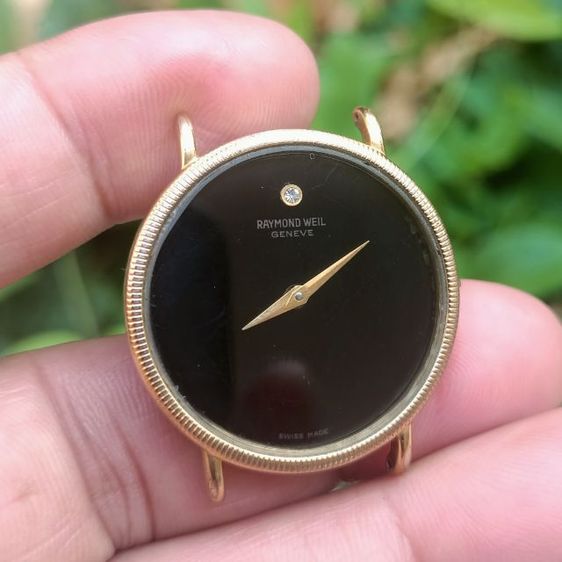 ทอง อื่นๆ Vintage RAYMOND WEIL 18K Gold Electroplated 7009 Manual Winding Men’s 1980's Made swiss ไขลาน หน้าดำ เดิม หลัก12 เพชรแท้ เครื่องสวยเดินปรกติ