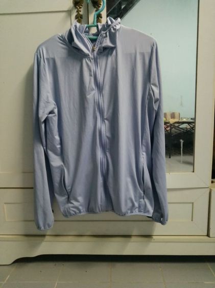 แขนสั้น เสื้อแจ็คเก็ต | เสื้อคลุม อื่นๆ UNIQLO AIRism เสื้อกันแดดมีฮู้ด สีฟ้าพาสเทล ผ้าเย็น กัน UV Size XL
