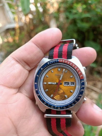 Vintage Seiko Pepsi 6139 6002 Chronograph Auto day-date ( Mechanic work needs repairs ) เป็ปซี่ งานช่าง อ่านนะครับ...กดจับเวลา รูปที่ 5