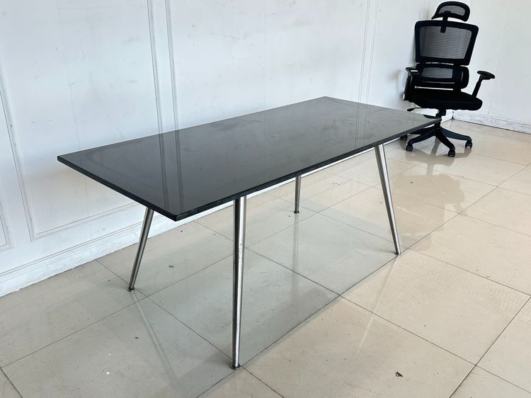 โต๊ะทานอาหาร ท็อปหินอ่อนสีดำ แผ่นรองเหล็ก ขาสแตนเลส  รูปที่ 3