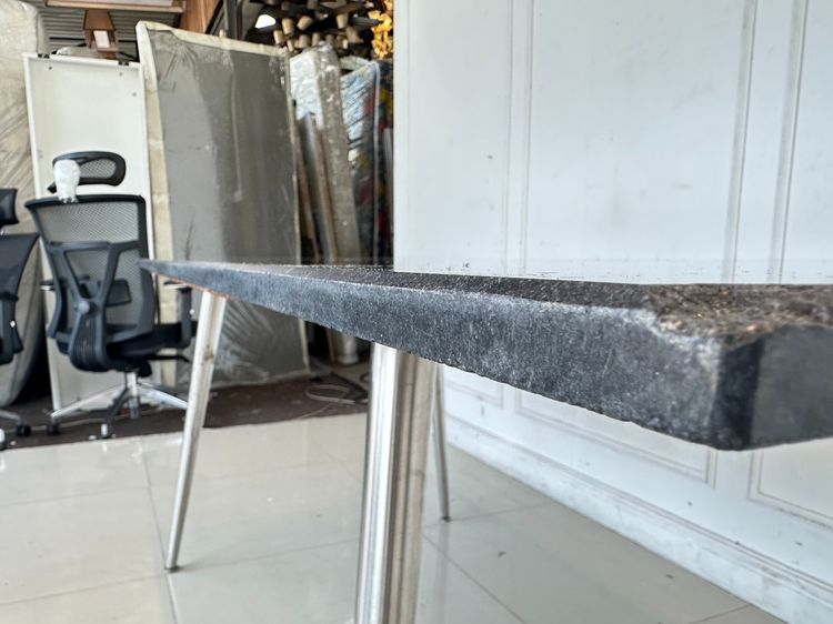 โต๊ะทานอาหาร ท็อปหินอ่อนสีดำ แผ่นรองเหล็ก ขาสแตนเลส  รูปที่ 7