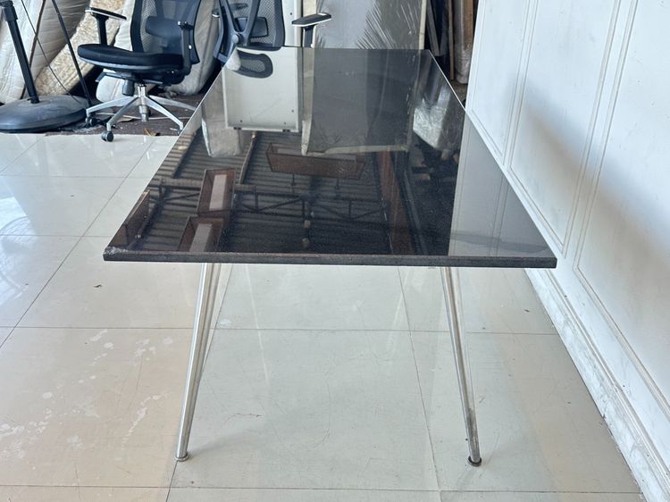 โต๊ะทานอาหาร ท็อปหินอ่อนสีดำ แผ่นรองเหล็ก ขาสแตนเลส  รูปที่ 5