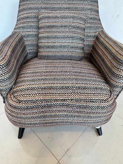 เก้าอี้อาร์มแชร์ พร้อมสตูล เบาะผ้าลายสีเขียวน้ำตาล รูปที่ 12