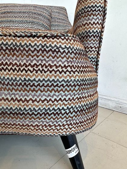 เก้าอี้อาร์มแชร์ พร้อมสตูล เบาะผ้าลายสีเขียวน้ำตาล รูปที่ 13