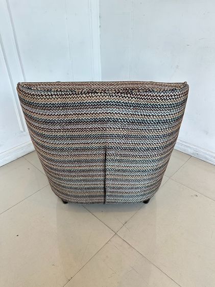 เก้าอี้อาร์มแชร์ พร้อมสตูล เบาะผ้าลายสีเขียวน้ำตาล รูปที่ 7