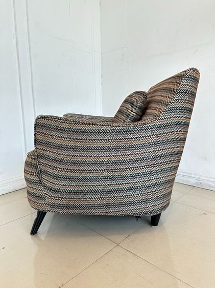 เก้าอี้อาร์มแชร์ พร้อมสตูล เบาะผ้าลายสีเขียวน้ำตาล รูปที่ 5