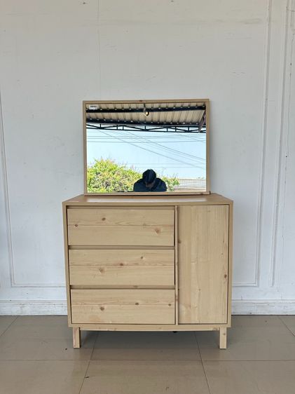 อื่นๆ อื่นๆ น้ำตาล โต๊ะเครื่องแป้ง 3 ลิ้นชัก 1 บานเปิด พร้อมกระจกติดผนัง 