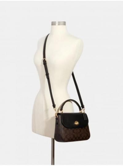 COACH แท้ มือสอง สภาพดี C1765 MARLIE TOP HANDLE SATCHEL IN SIGNATURE CANVAS สีดำ รูปที่ 7