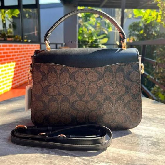 COACH แท้ มือสอง สภาพดี C1765 MARLIE TOP HANDLE SATCHEL IN SIGNATURE CANVAS สีดำ รูปที่ 3