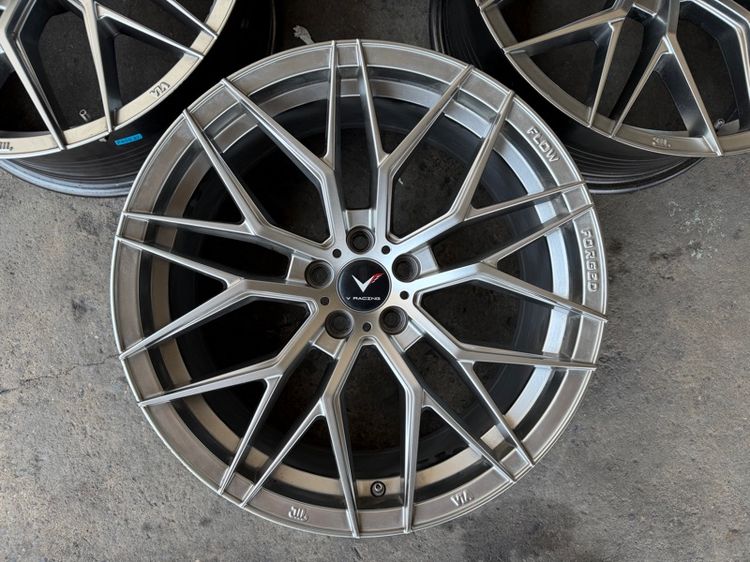 ล้อแม็กขอบ18 5รู100 กว้าง8 ออฟ38 สีไฮเปอร์แบล็ค ล้อเบา FLOW FORMING สภาพสวย รูปที่ 4