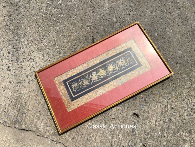 ภาพปัก ลายอาวุธเซียน ดิ้นทองจีนโบราณ เก่าสะสม