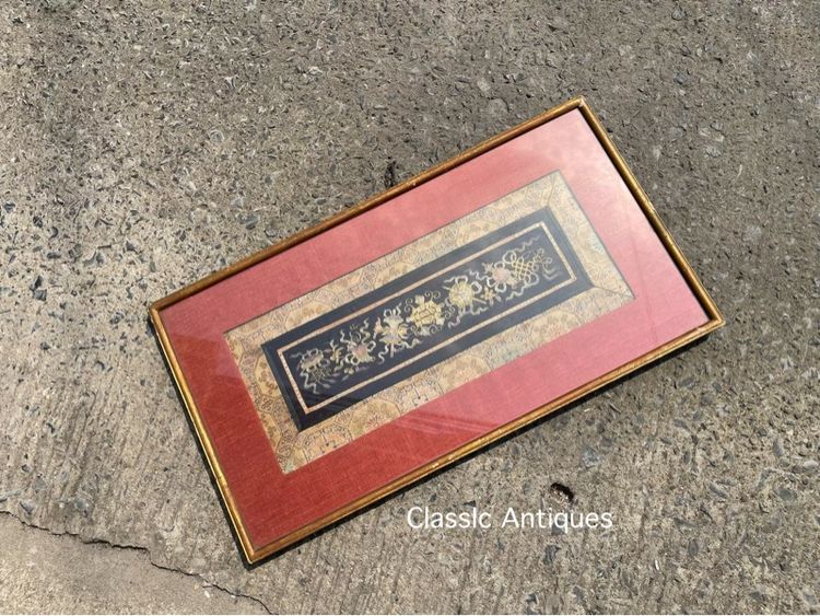 ภาพปัก ลายอาวุธเซียน ดิ้นทองจีนโบราณ เก่าสะสม รูปที่ 11