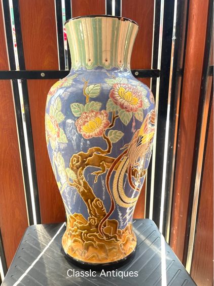 แจกันเซรามิก นกฟีนิกซ์และดอกโบตั๋น เก่าสะสม รูปที่ 7