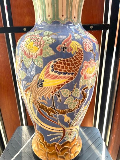 แจกันเซรามิก นกฟีนิกซ์และดอกโบตั๋น เก่าสะสม รูปที่ 10