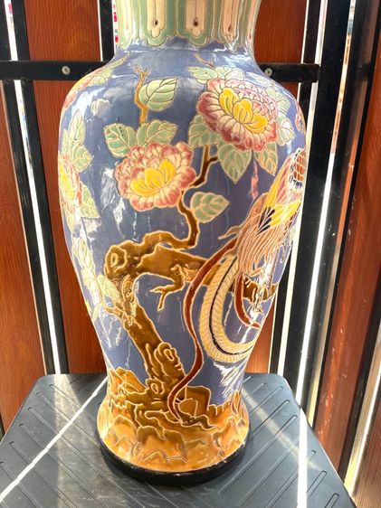 แจกันเซรามิก นกฟีนิกซ์และดอกโบตั๋น เก่าสะสม รูปที่ 8