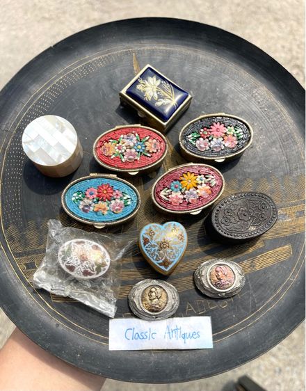 ตลับสีผึ้ง ทองเหลืองลงยาโบราณ รูปที่ 18