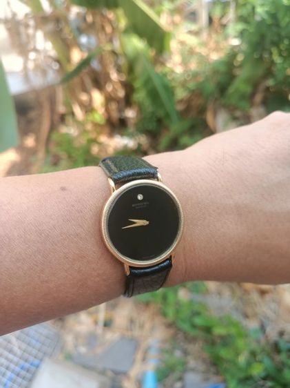 Vintage RAYMOND WEIL 18K Gold Electroplated 7009 Manual Winding Men’s 1980's Made swiss ไขลาน หน้าดำ เดิม หลัก12 เพชรแท้ เครื่องสวยเดินปรกติ รูปที่ 12