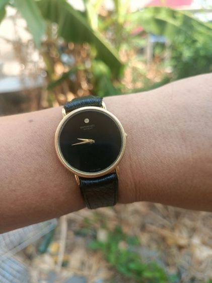 Vintage RAYMOND WEIL 18K Gold Electroplated 7009 Manual Winding Men’s 1980's Made swiss ไขลาน หน้าดำ เดิม หลัก12 เพชรแท้ เครื่องสวยเดินปรกติ รูปที่ 2