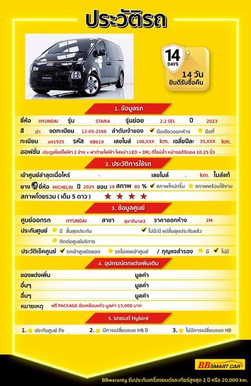 Hyundai Staria 2023 2.2 SEL Van ดีเซล ไม่ติดแก๊ส เกียร์อัตโนมัติ ดำ รูปที่ 2