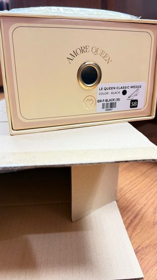 (👡สภาพเหมือนใหม่ 👢) LA BELLA รองเท้าคัชชูส้นสูง “หนังแกะ” รุ่น LB AMORE QUEEN CLASSIC WEDGE “สีดำ”  รูปที่ 4