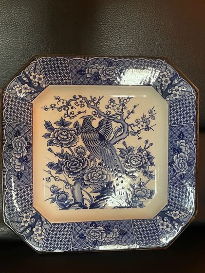 จานเพ้นท์ขาว น้ำเงิน ตั้งโชว์ รูปที่ 2