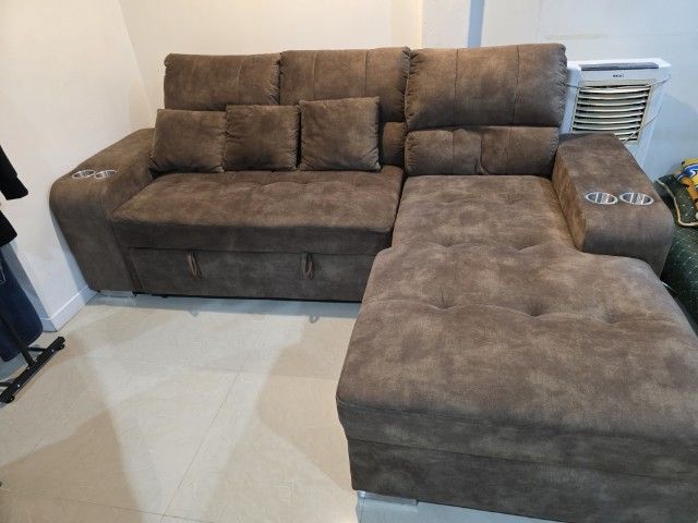 โซฟา 3ที่นั่ง ตัวL ผ้ากำมะหยี่ ใช้งานไม่ถึงปี สภาพใหม่ รูปที่ 2