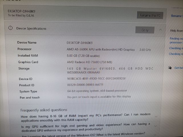 ปล่อยให้ไปใช้กันครับ AMD A8  ram 8 hd 760 GB. ATI  การ์ดจอ รูปที่ 10