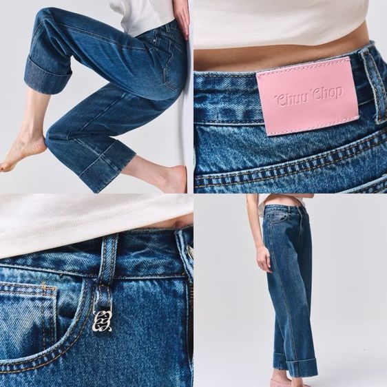 Instagram Brand (IG Brands) กางเกงยีนส์เอวสูงมีจี้ห้อยสวยมาก