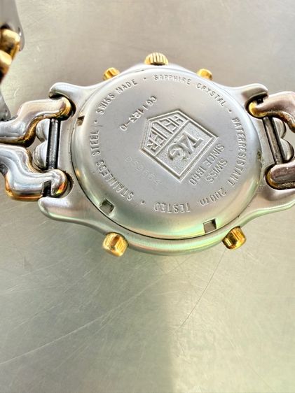 Tag Heuer ก้างปลา 2tone King Size Chronograph Digital Quartz หน้าครีม กระจกคริสตัลแซฟไฟร์ ขนาด 38mm รูปที่ 7