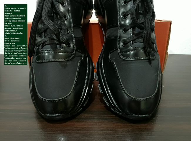 PRADA PRAX 01 Sneakers,Men's 8.5UK 42EU(27.3cm) Original MADE IN ITALY ของแท้ มือ 2 สภาพใกล้เคียงของใหม่, รองเท้า PRADA ผ้าผสมหนังแท้ สวยมาก รูปที่ 7