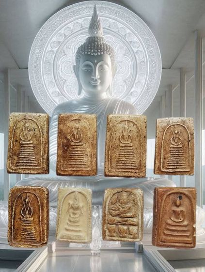 สมเด็จพิมพ์ฐาน9 ชั้นอกV พิมพ์ชฎาพรหมเกศ ขรัวโตพิมพ์ 3 บาตร สมเด็จ หลังฝังพระยอดธง