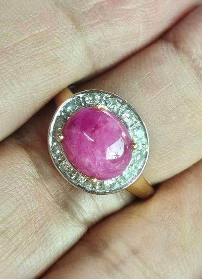 แหวนทับทิมล้อมเพชรแท้ทอง 14k