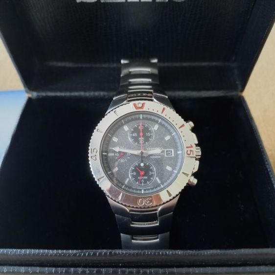 เทา นาฬิกาผู้ชาย Seiko Chronograph 100M ระบบ Quartz มือสอง สภาพดี