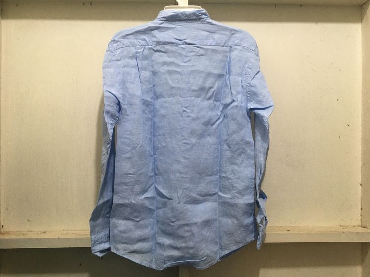 เสื้อเชิ้ต ผ้าลินิน  แบรนด์ UNIQLO สีฟ้าพาสเทล รูปที่ 2