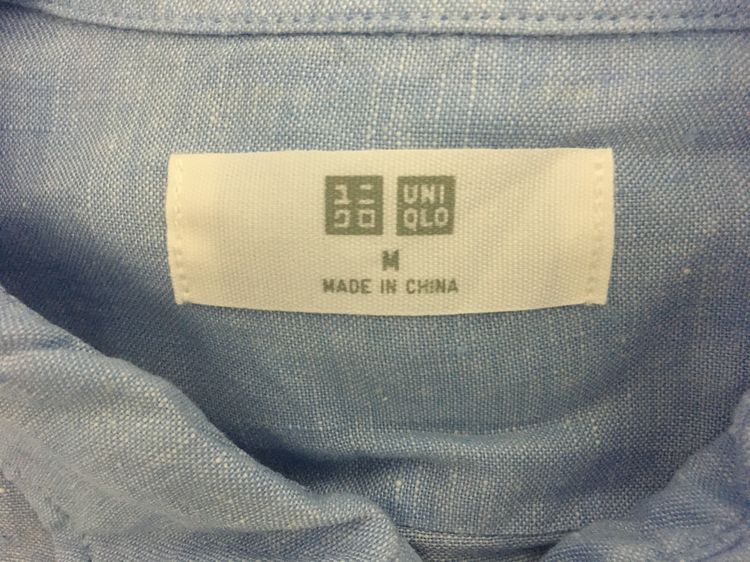 เสื้อเชิ้ต ผ้าลินิน  แบรนด์ UNIQLO สีฟ้าพาสเทล รูปที่ 7