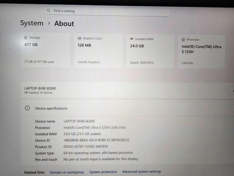 HP 14 Ai CoreUltra5+Ram24 ddr5 +14" FHD IPS เครื่องสวย เพิ่งซื้อ3เดือน รูปที่ 7
