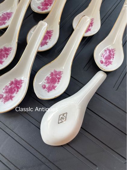 ช้อนกังไส ลายดอก ลายผักบุ้งโบราณเก่าสะสม รูปที่ 2