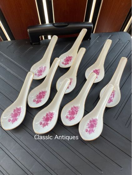 ช้อนกังไส ลายดอก ลายผักบุ้งโบราณเก่าสะสม