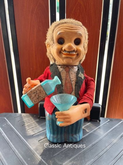 ตุ๊กตาลุงบาร์เทนเดอร์สังกะสี ยุคปี2500 เก่าโบราณสะสม