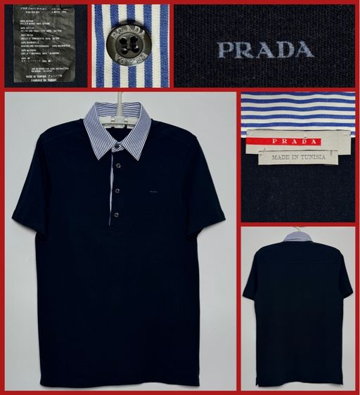M แขนสั้น ⚠️รุ่นใหม่‼️เสื้อโปโล PRADA ของแท้ แบบสวยหายาก