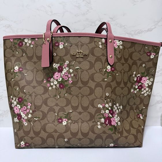 Coach Reversible City Tote in Signature Canvas With Floral Print มือสอง