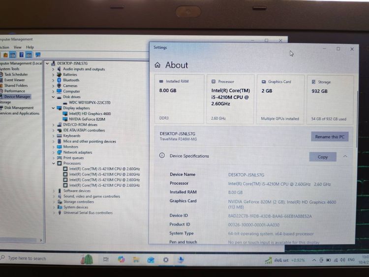 Acer  คอร์ i5 แรม 8 กิ๊กใช้พิมพ์งาน ดูหนัง ฟังเพลง  การ์ดจอแยก นัดรับตัวเมือง ร้อยเอ็ด ได้เลย รูปที่ 8