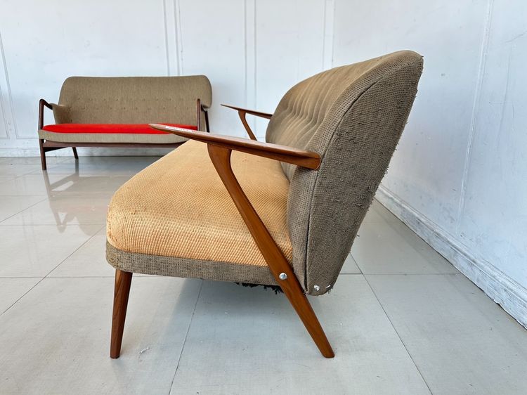 โซฟา สไตล์โมเดิร์น เบาะผ้าสีส้ม พิงหลังสัน้ำตาลดึงดุม รูปที่ 6