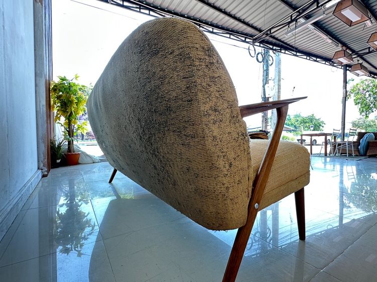 โซฟา สไตล์โมเดิร์น เบาะผ้าสีส้ม พิงหลังสัน้ำตาลดึงดุม รูปที่ 8